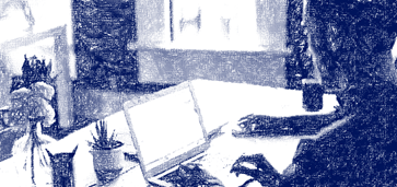 9-tools-to-make-you-more-productive grainy image of man working at desk on laptop