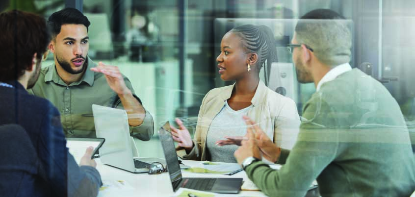 office workers having a discussion