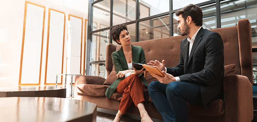 partners talking with ipads