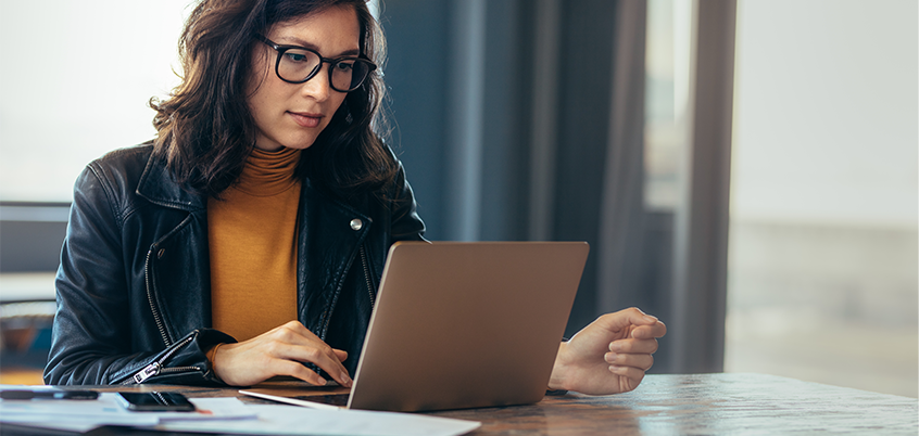 Woman working on laptop