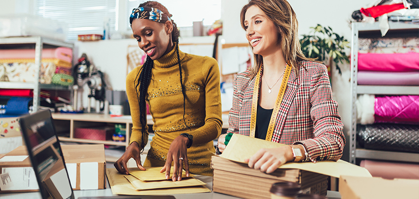 two women working