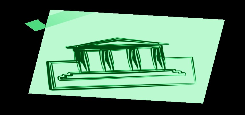 sketch of a building with columns