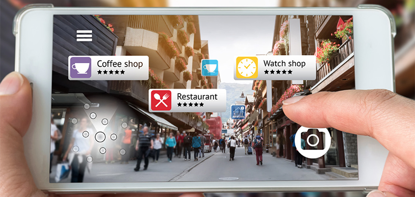smartphone screen with hands