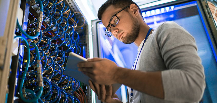 Man in front of server