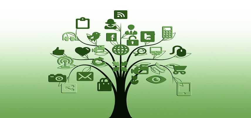 graphic of tree with various icons in place of leaves