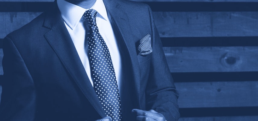 man with tie, blue tint