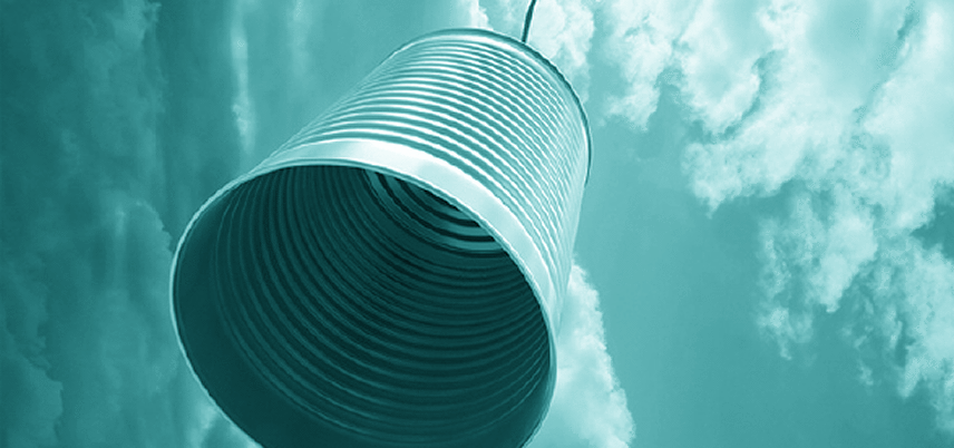 tin can with cloudy sky in the background, blue tint